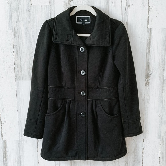 Apt. 9 Black Button Down Pea Coat Jacket Women’s Size Small - Picture 1 of 16